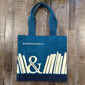 Barnes & Noble Premium Organic Cotton Tote Bag - Teal Blue Ampersand